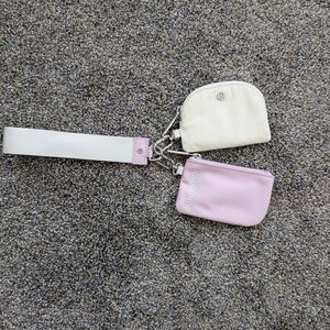 Lululemon Cream and Pink Dual Pouch Wristlet